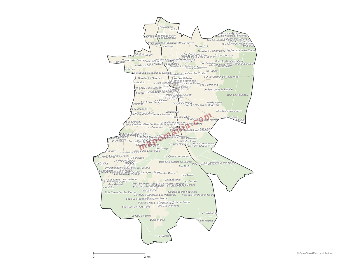 Carte de Courson-les-Carrières à personnaliser
