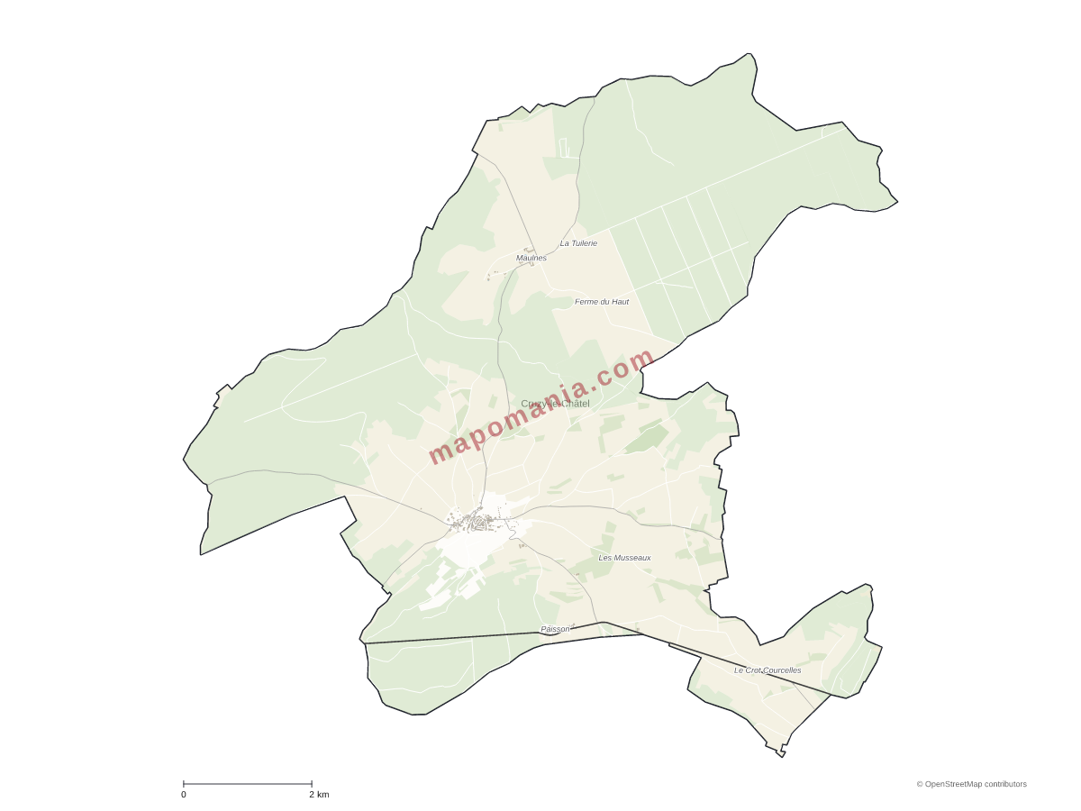 Carte de Cruzy-le-Châtel à personnaliser