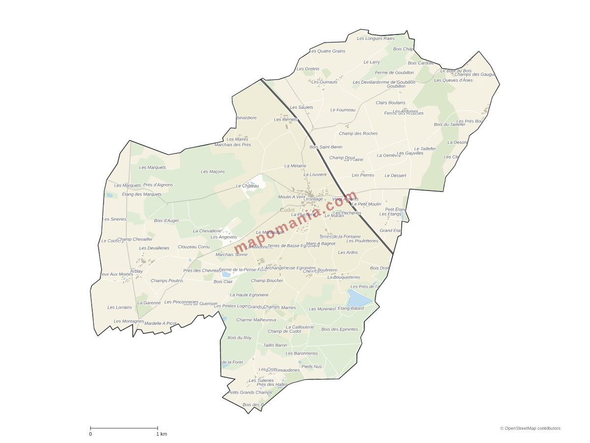 Carte de Cudot à personnaliser