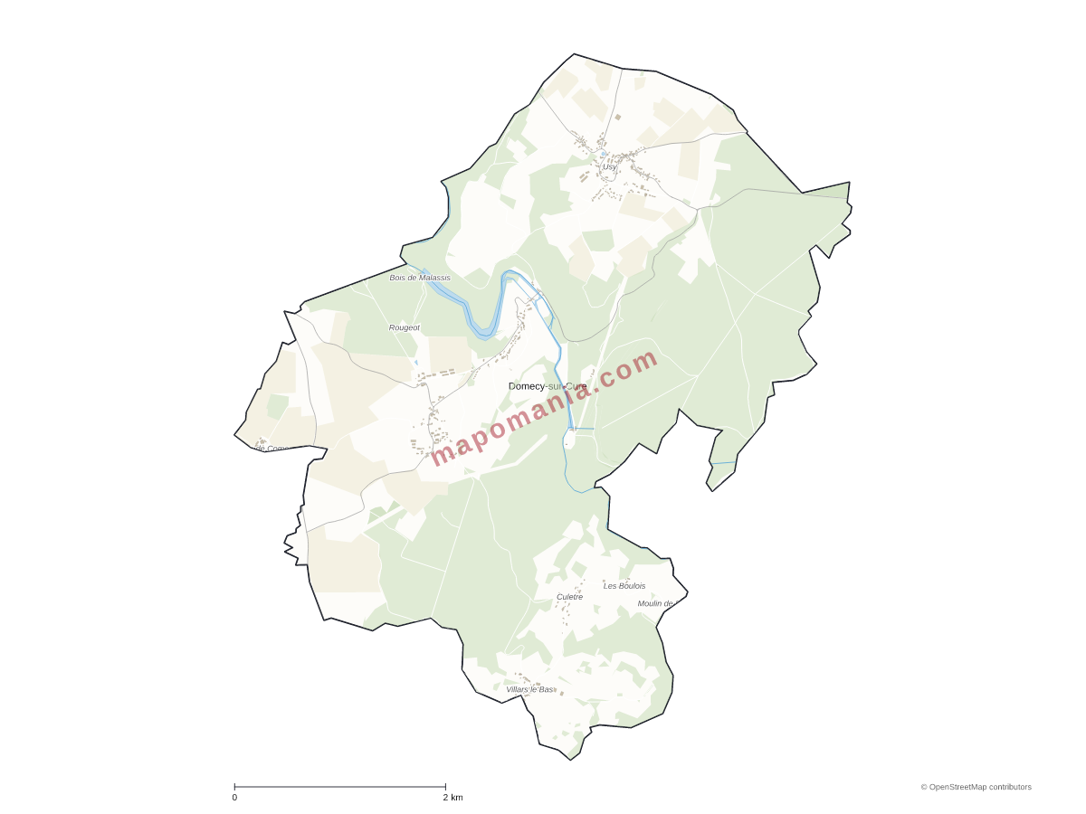 Carte de Domecy-sur-Cure à personnaliser
