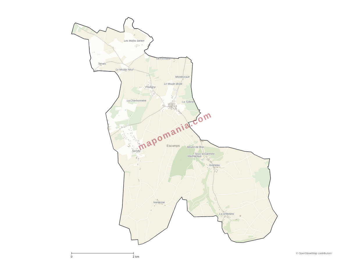 Carte de Escamps à personnaliser