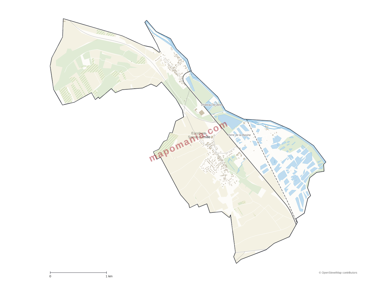 Carte de Escolives-Sainte-Camille à personnaliser