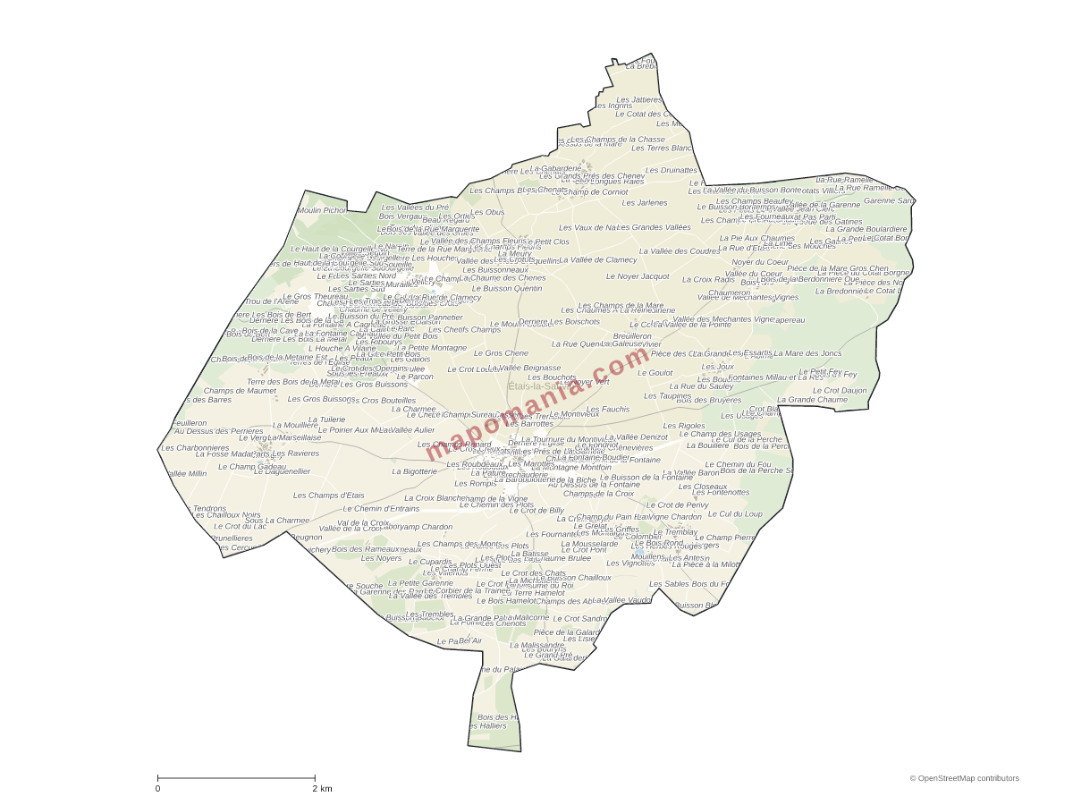 Carte de Étais-la-Sauvin à personnaliser