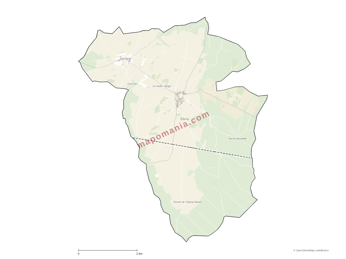 Carte de Étivey à personnaliser