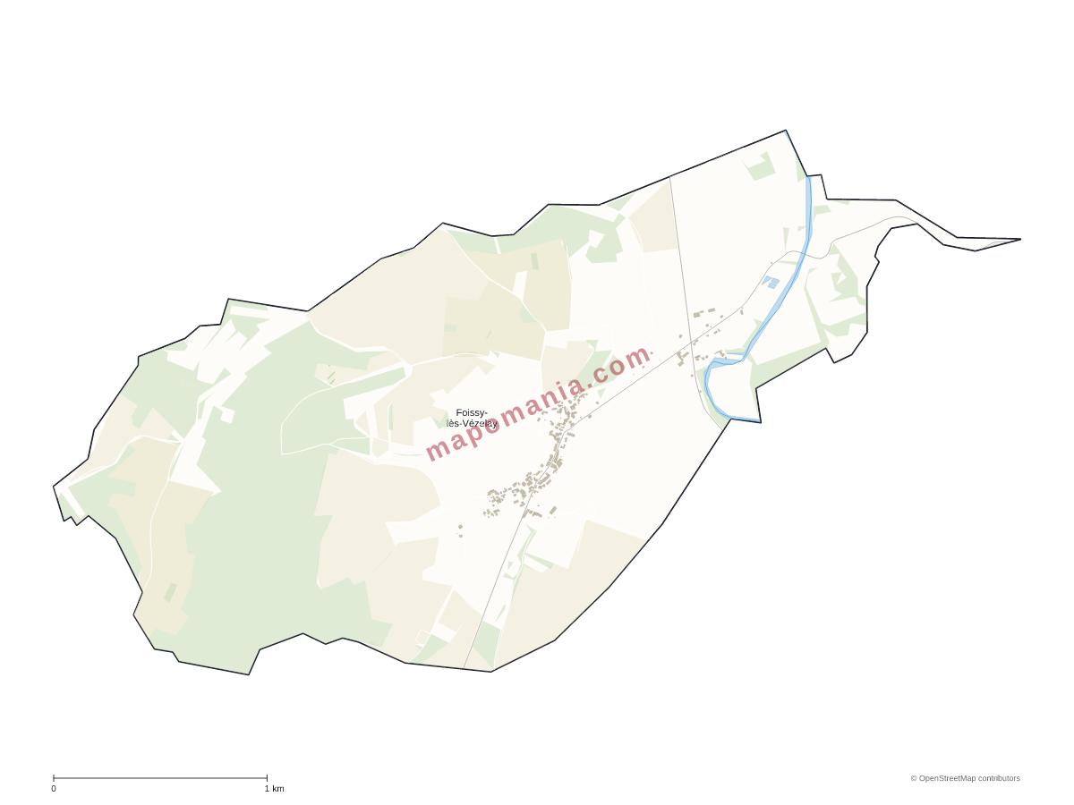 Carte de Foissy-lès-Vézelay à personnaliser
