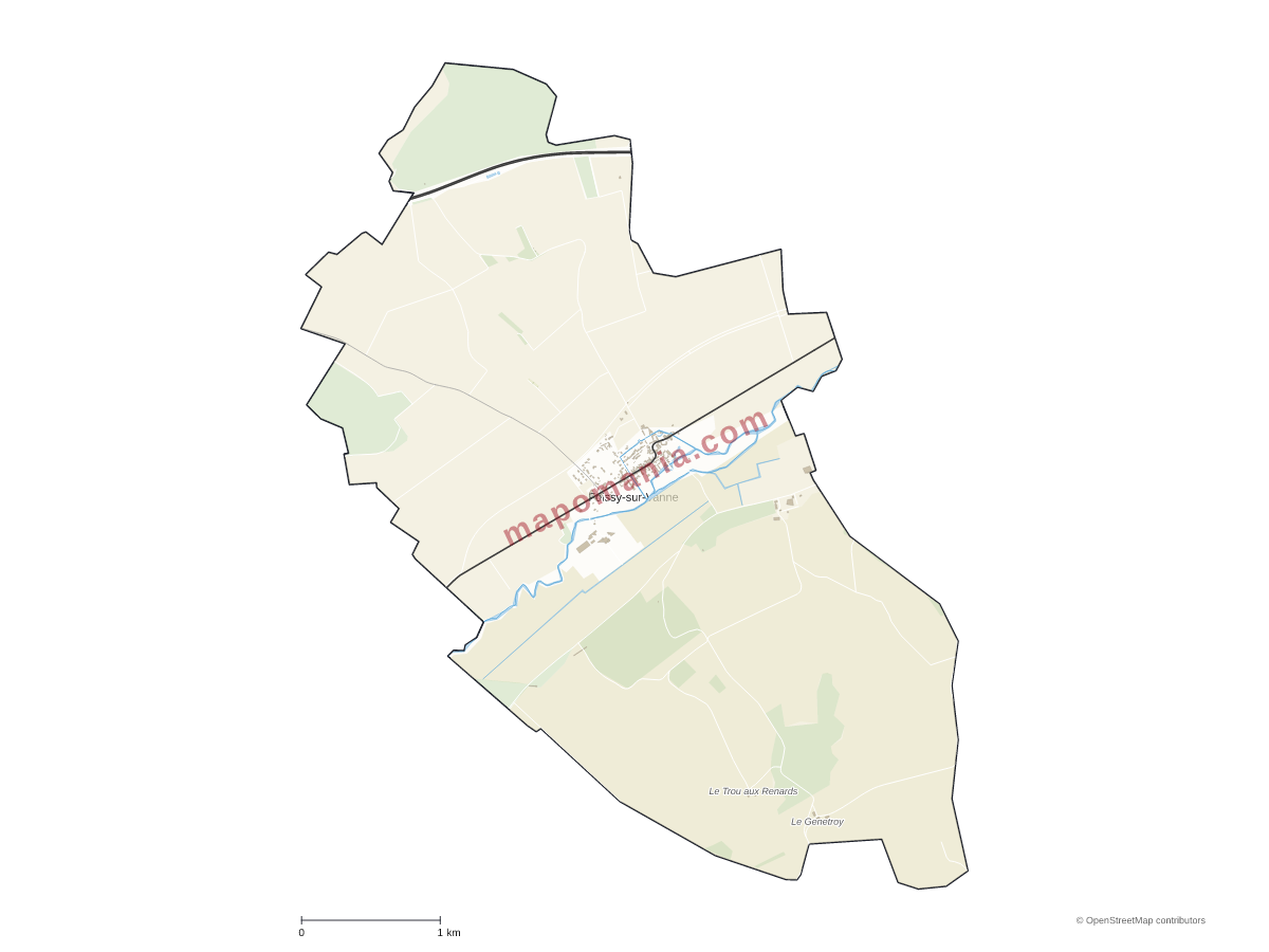 Carte de Foissy-sur-Vanne à personnaliser