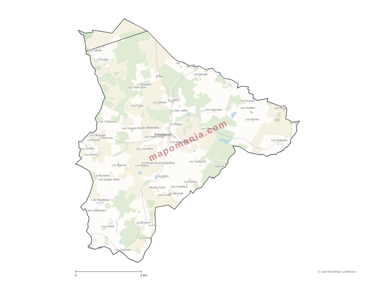Carte de Fontaines à personnaliser