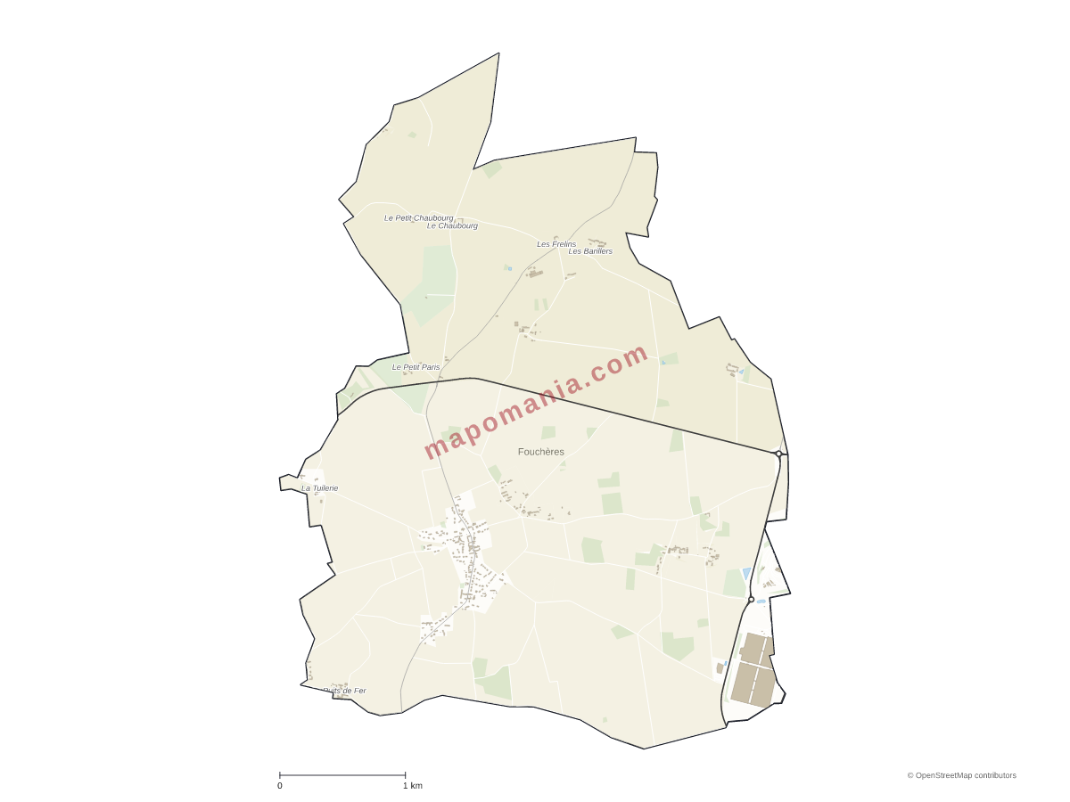 Carte de Fouchères à personnaliser