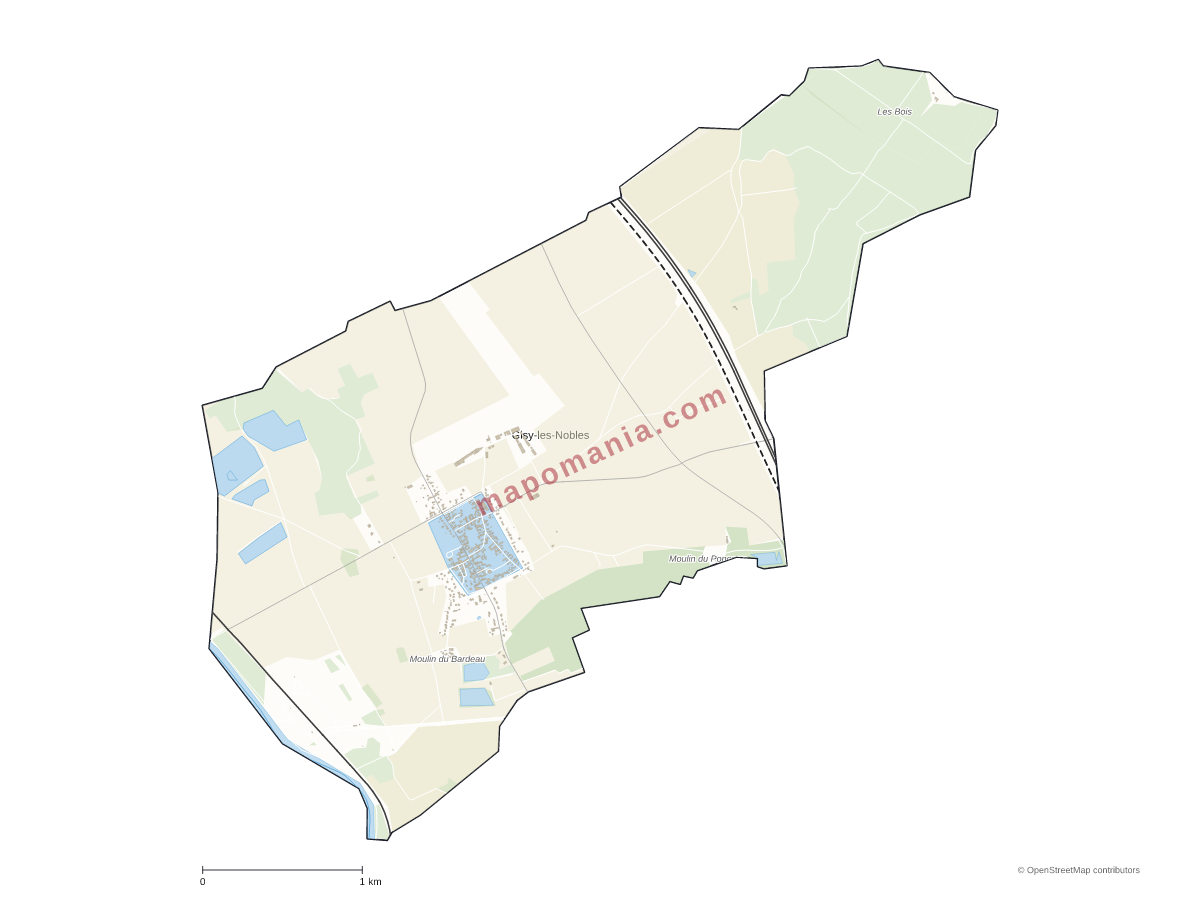 Carte de Gisy-les-Nobles à personnaliser