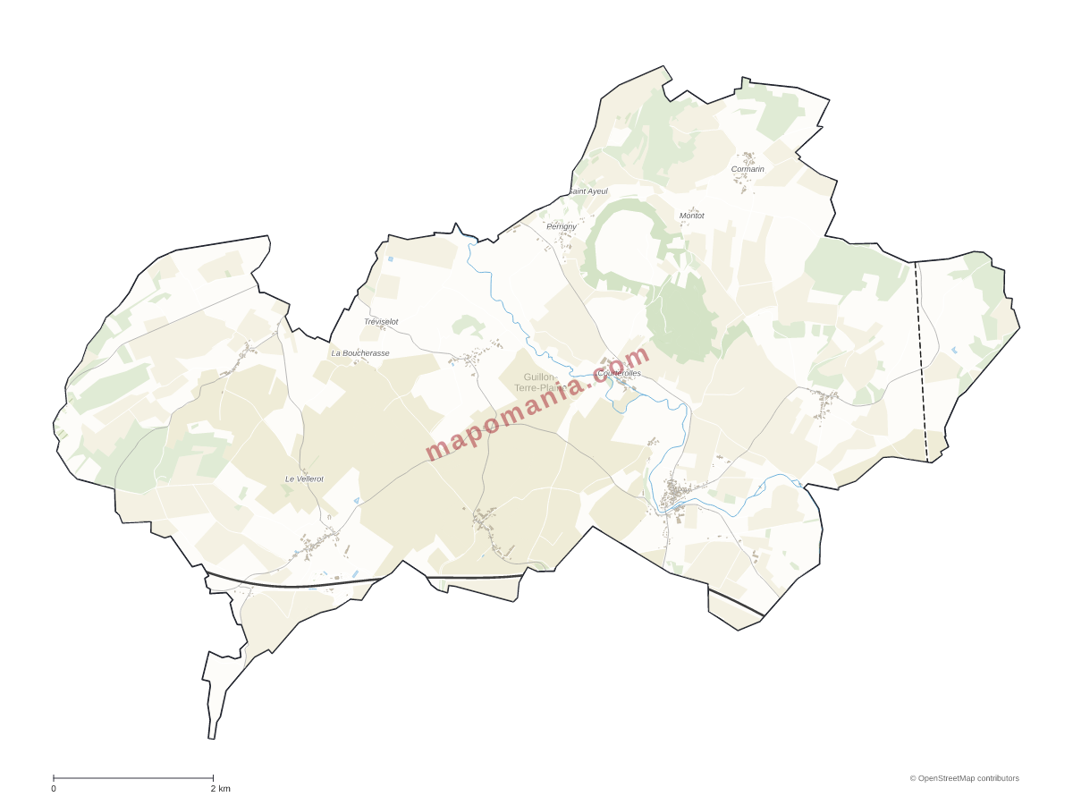 Carte de Guillon-Terre-Plaine à personnaliser