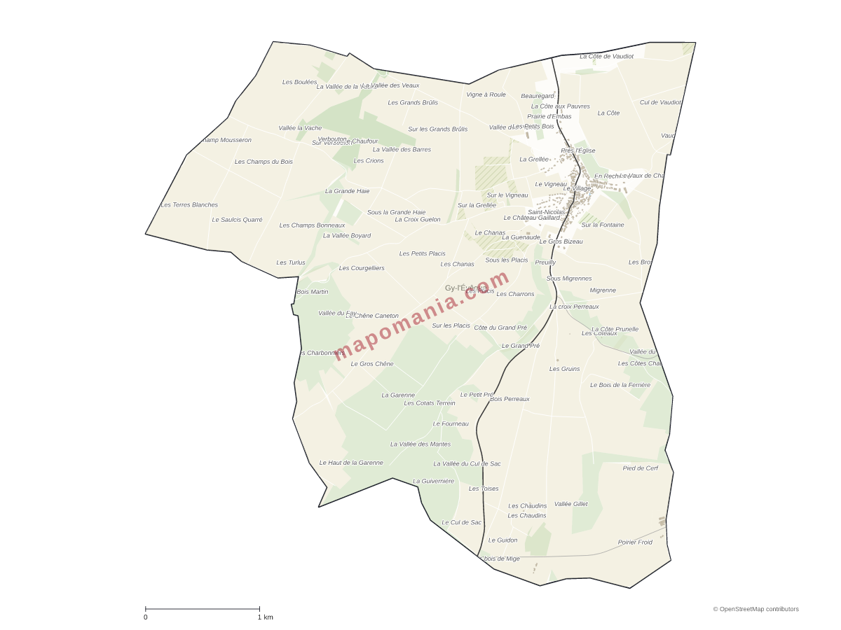 Carte de Gy-l'Évêque à personnaliser
