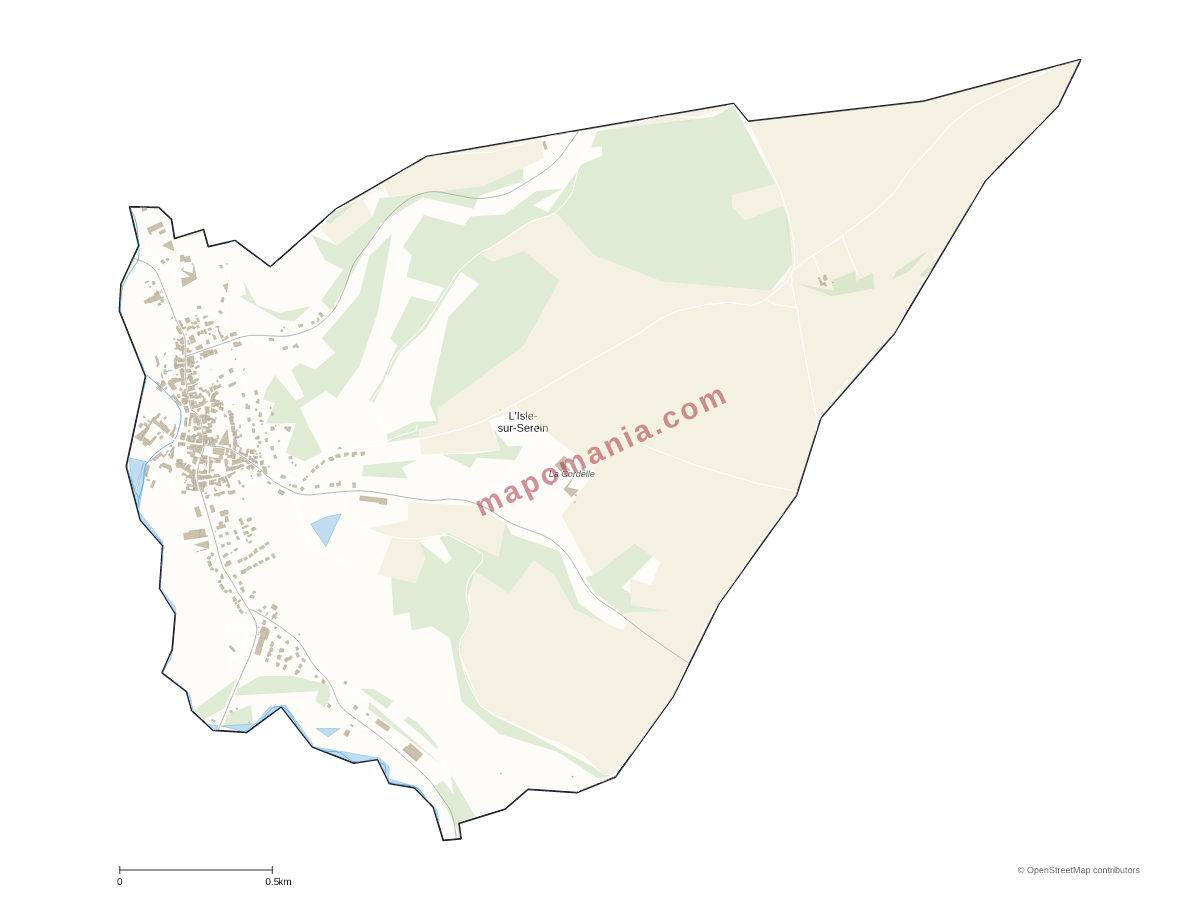 Carte de L'Isle-sur-Serein à personnaliser