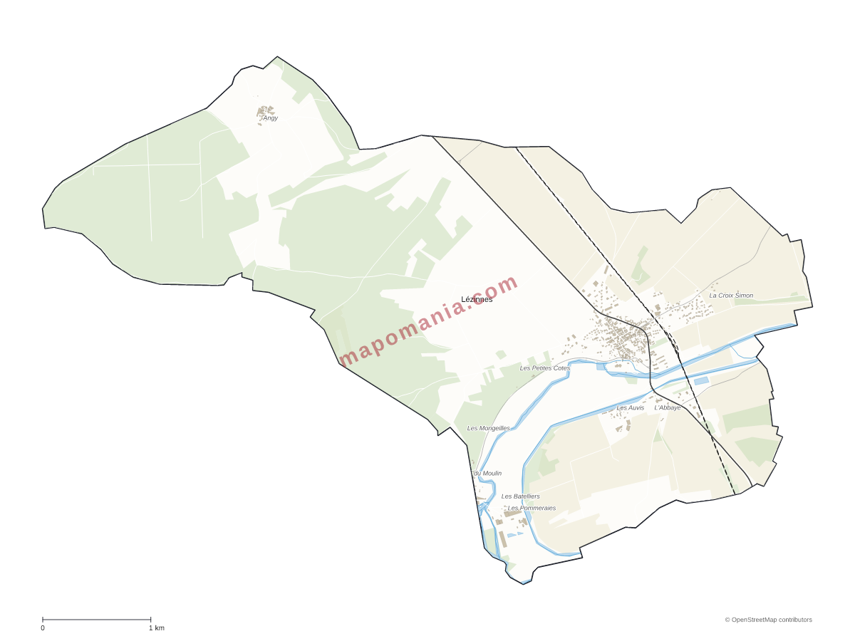 Carte de Lézinnes à personnaliser