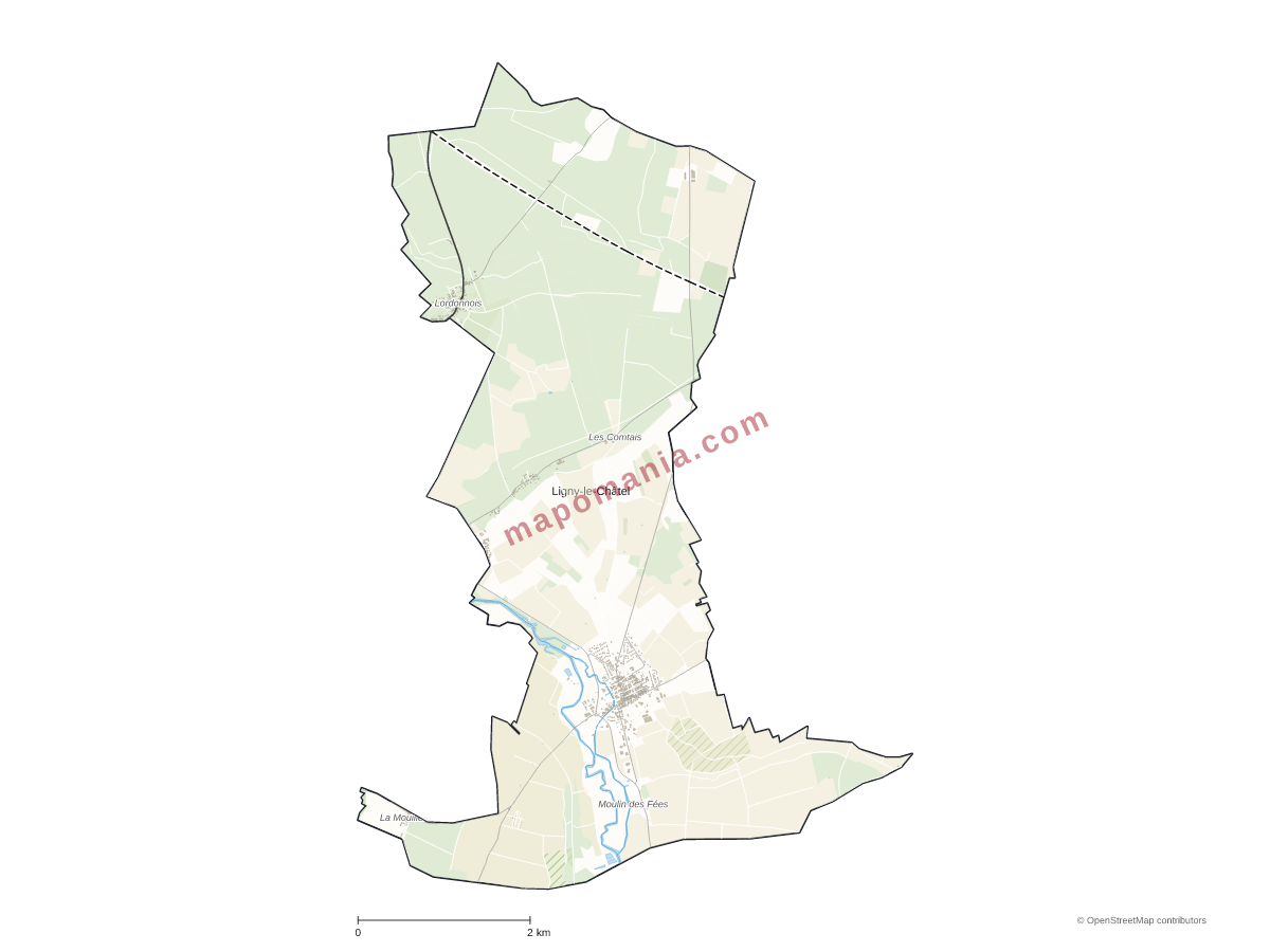 Carte de Ligny-le-Châtel à personnaliser