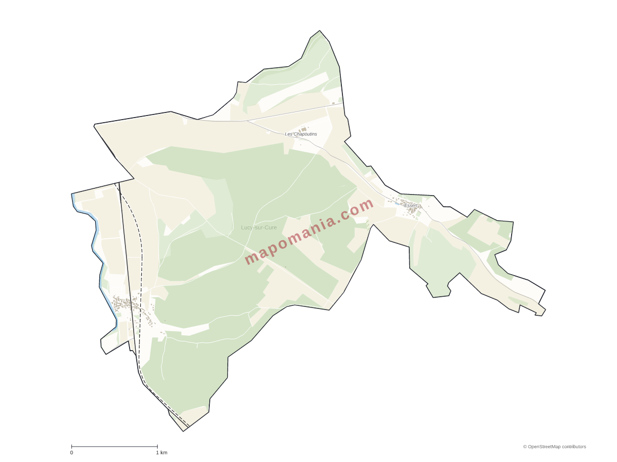 Carte de Lucy-sur-Cure à personnaliser
