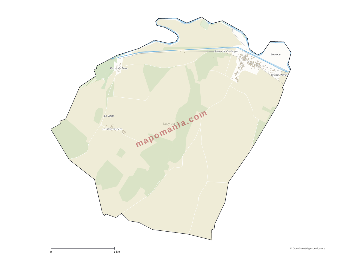 Carte de Lucy-sur-Yonne à personnaliser