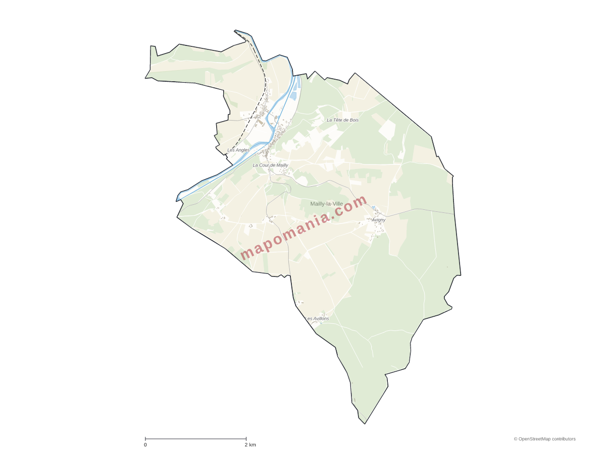 Carte de Mailly-la-Ville à personnaliser
