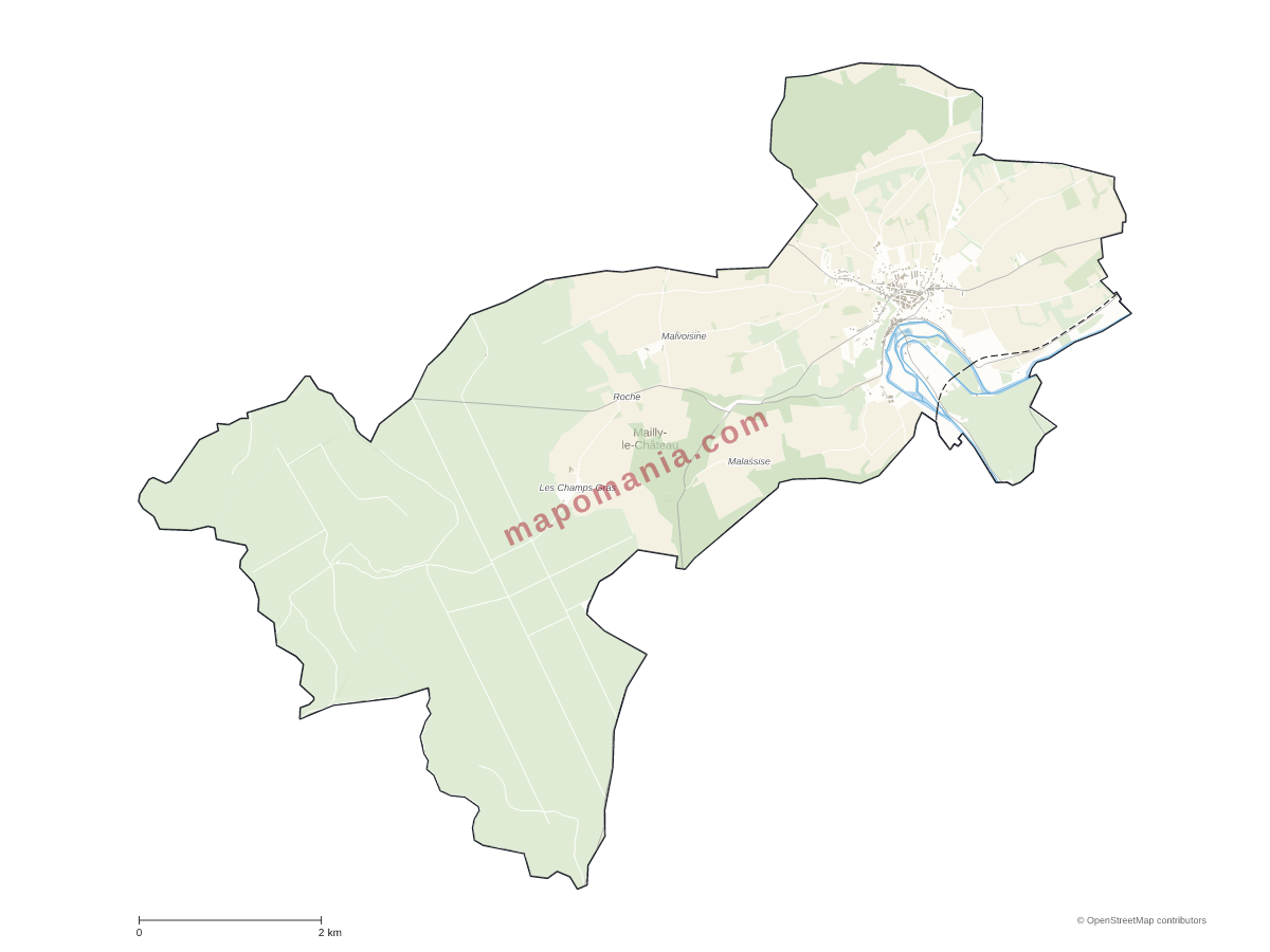 Carte de Mailly-le-Château à personnaliser
