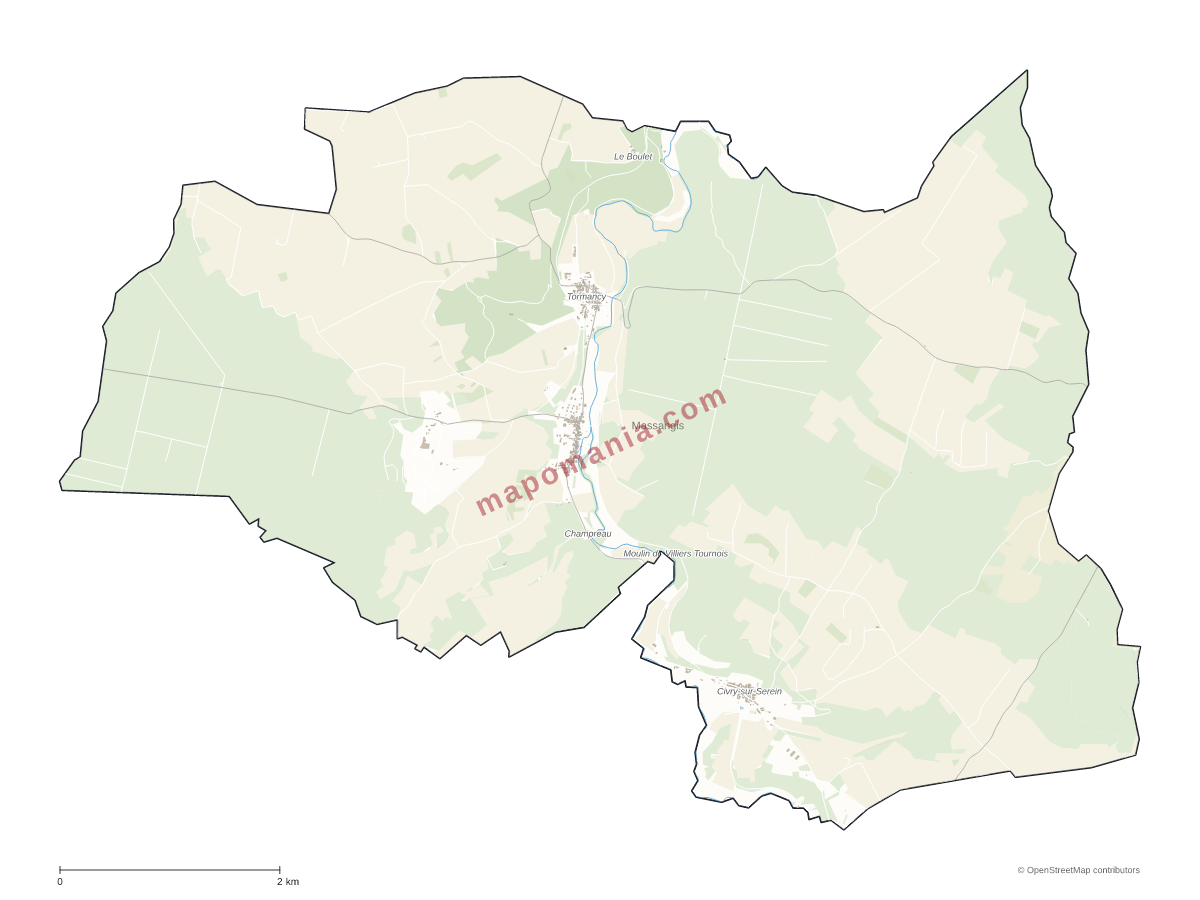 Carte de Massangis à personnaliser