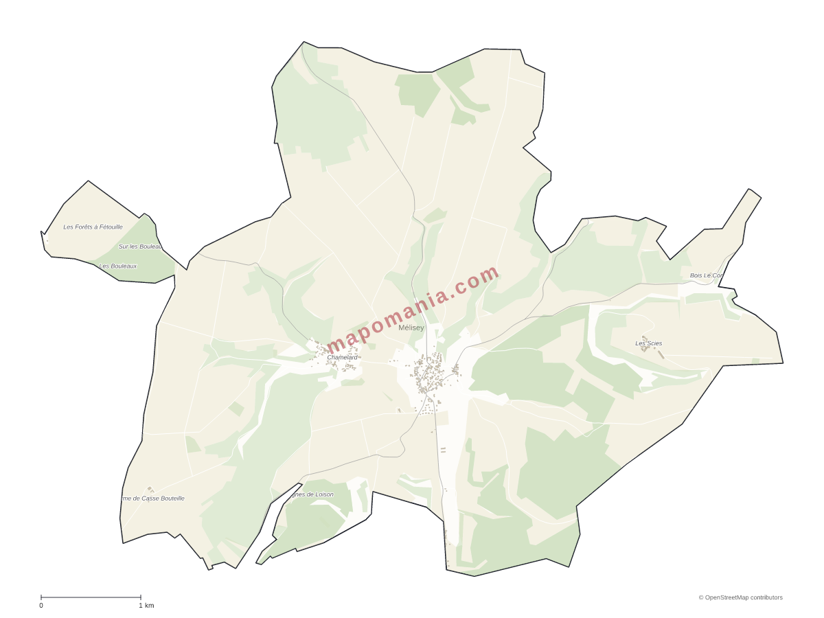 Carte de Mélisey à personnaliser