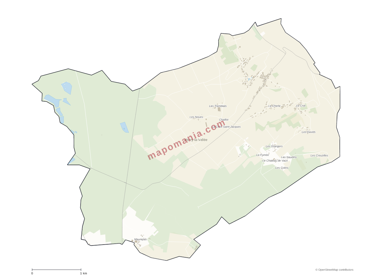 Carte de Merry-la-Vallée à personnaliser