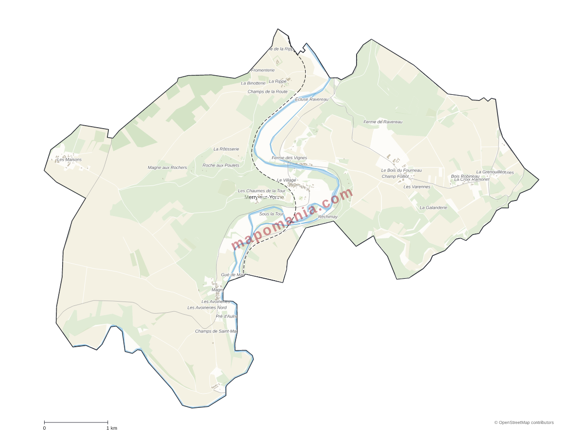 Carte de Merry-sur-Yonne à personnaliser