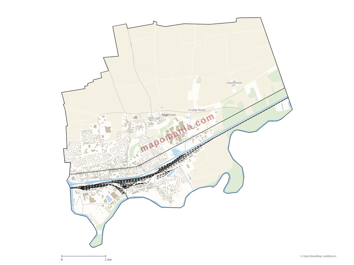 Carte de Migennes à personnaliser