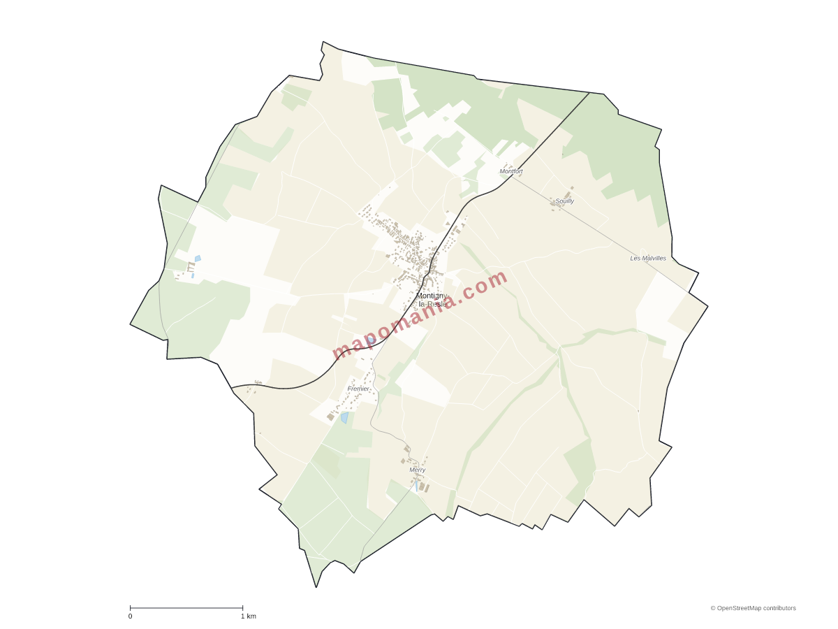 Carte de Montigny-la-Resle à personnaliser