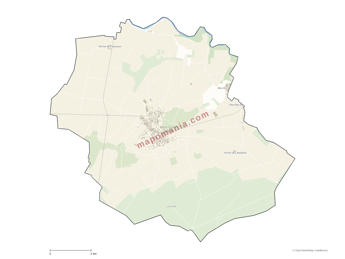 Carte de Mont-Saint-Sulpice à personnaliser