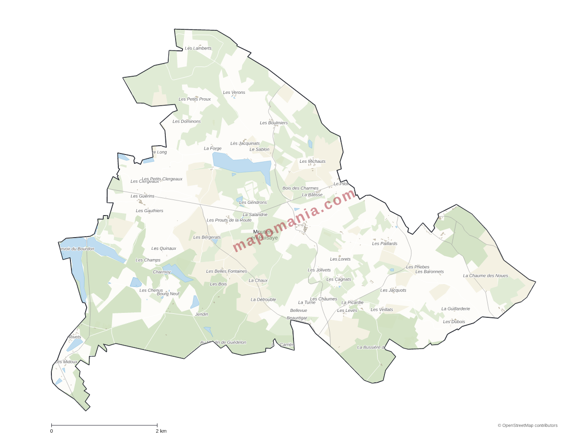 Carte de Moutiers-en-Puisaye à personnaliser