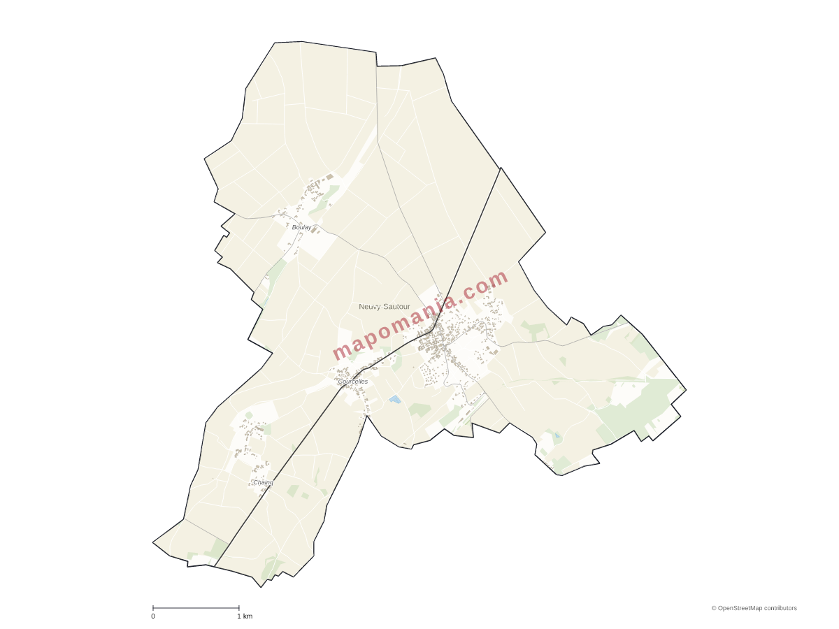 Carte de Neuvy-Sautour à personnaliser