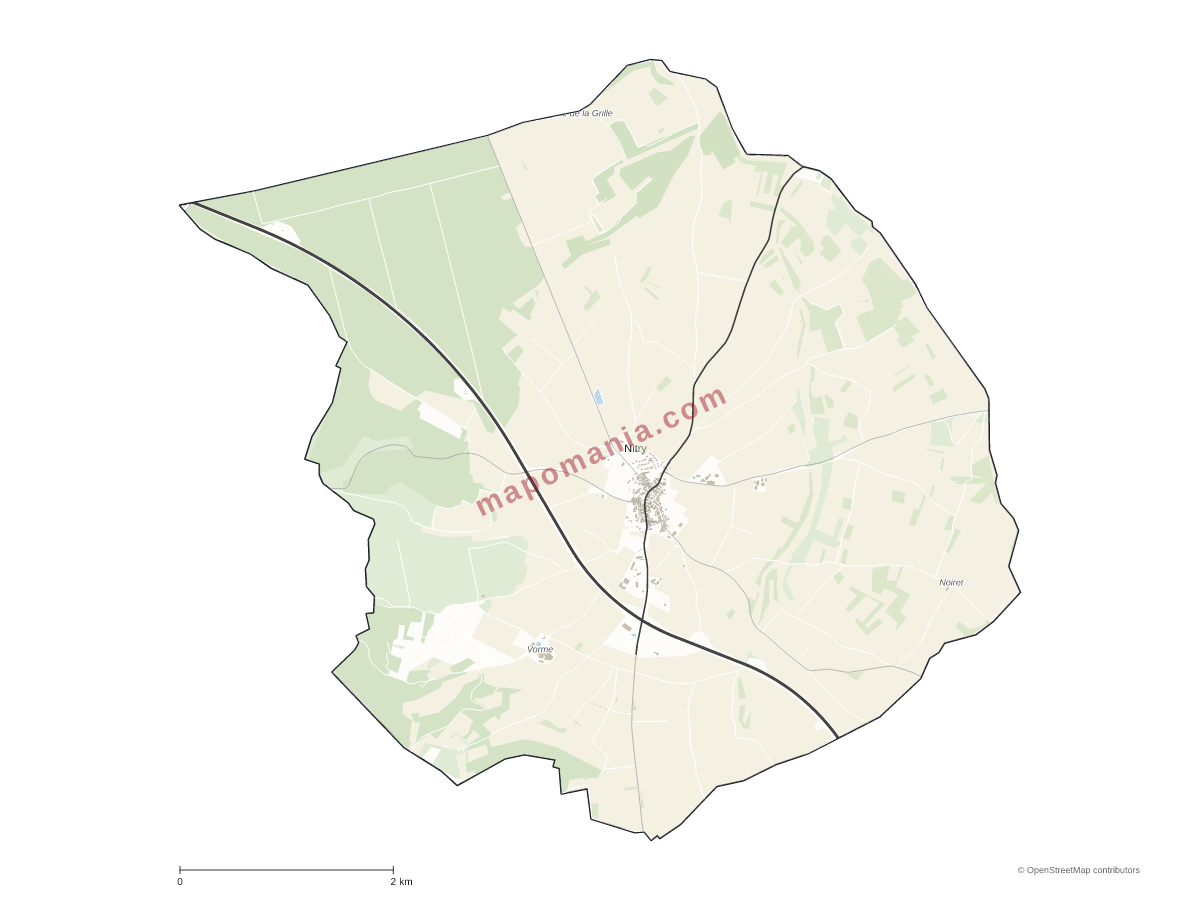 Carte de Nitry à personnaliser