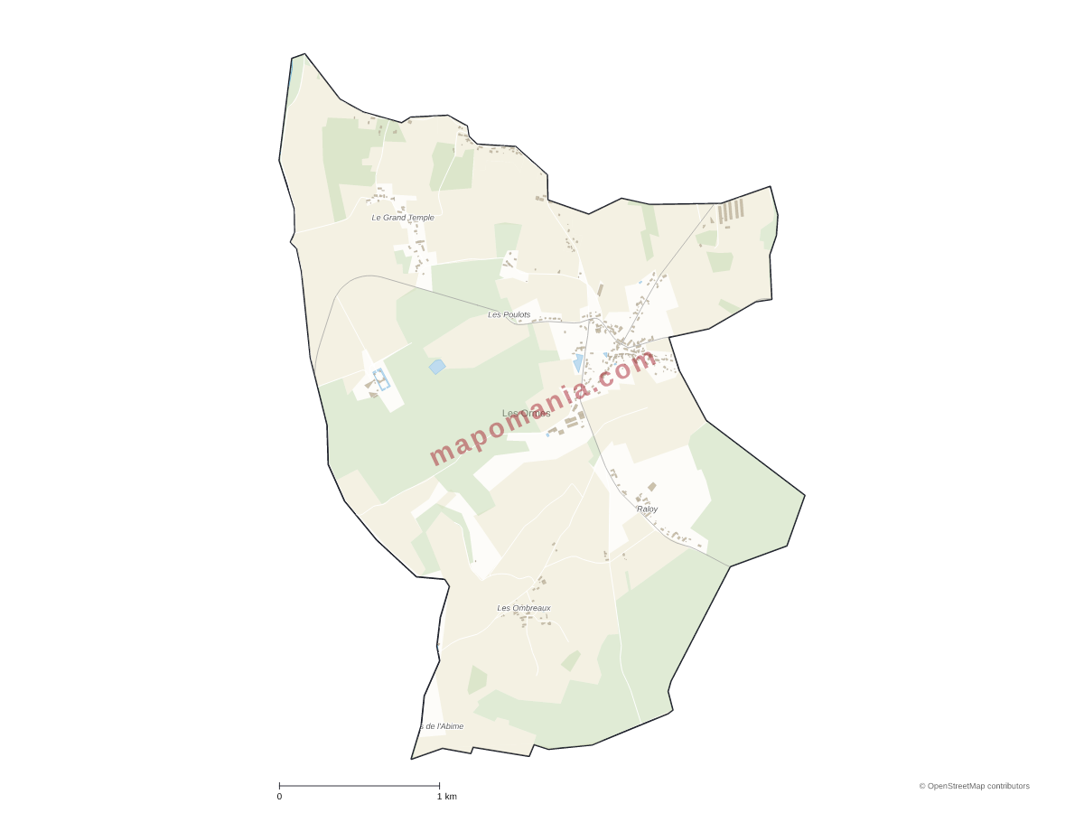 Carte de Les Ormes à personnaliser