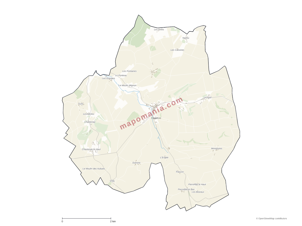 Carte de Ouanne à personnaliser