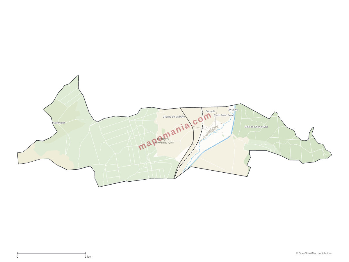 Carte de Perrigny-sur-Armançon à personnaliser