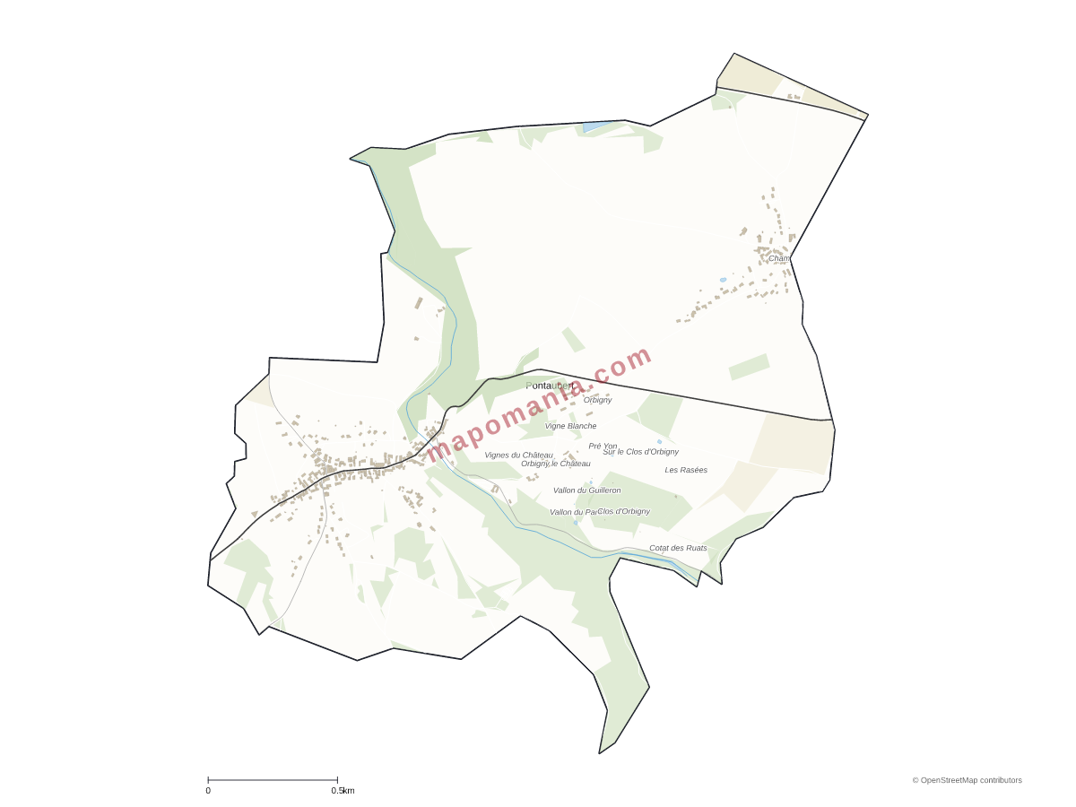 Carte de Pontaubert à personnaliser