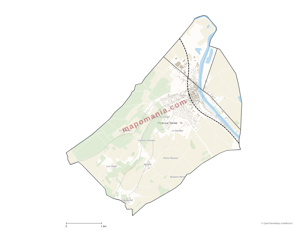 Carte de Pont-sur-Yonne à personnaliser