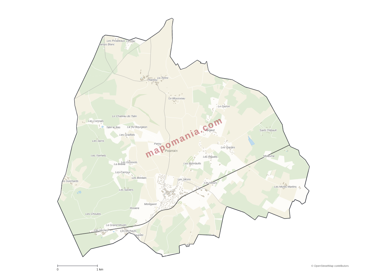 Carte de Pourrain à personnaliser