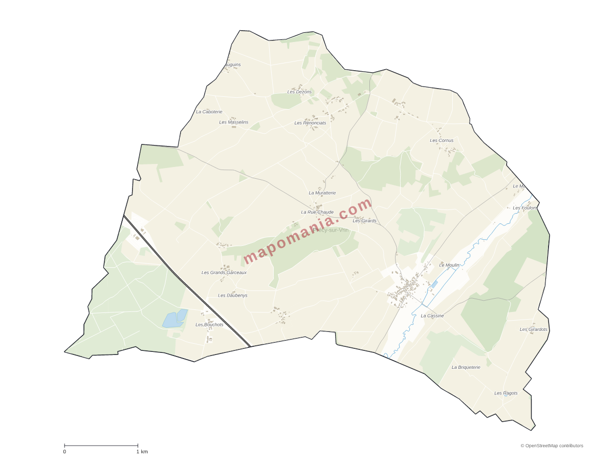 Carte de Précy-sur-Vrin à personnaliser