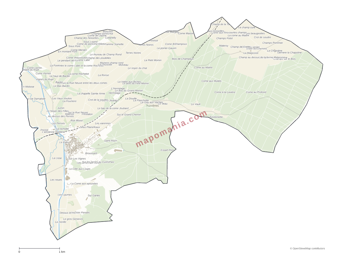 Carte de Ravières à personnaliser