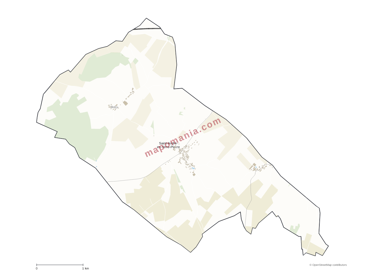 Carte de Saint-André-en-Terre-Plaine à personnaliser