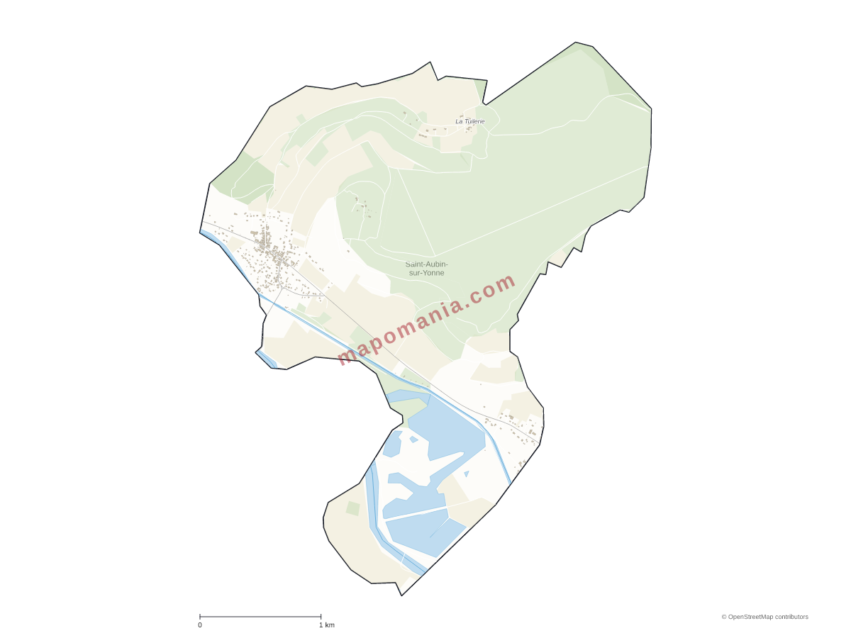 Carte de Saint-Aubin-sur-Yonne à personnaliser