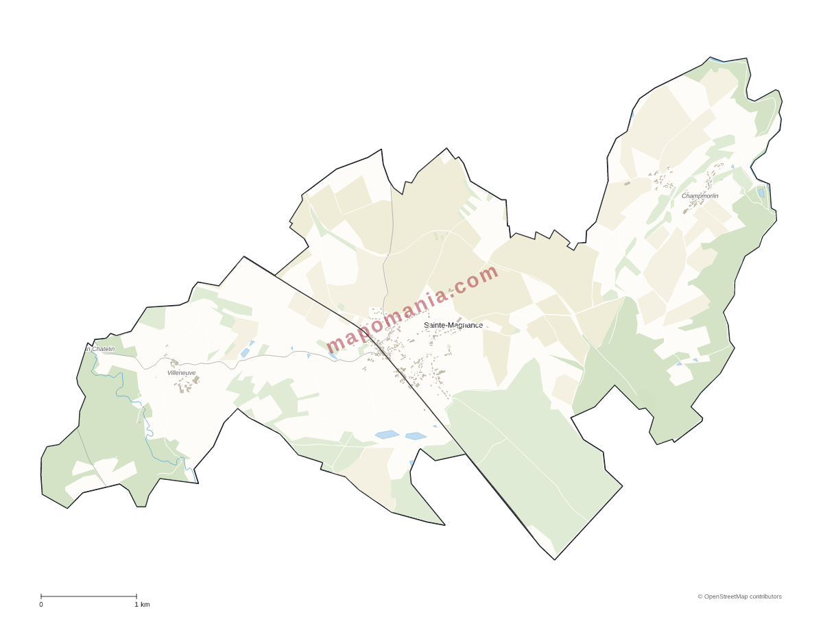 Carte de Sainte-Magnance à personnaliser