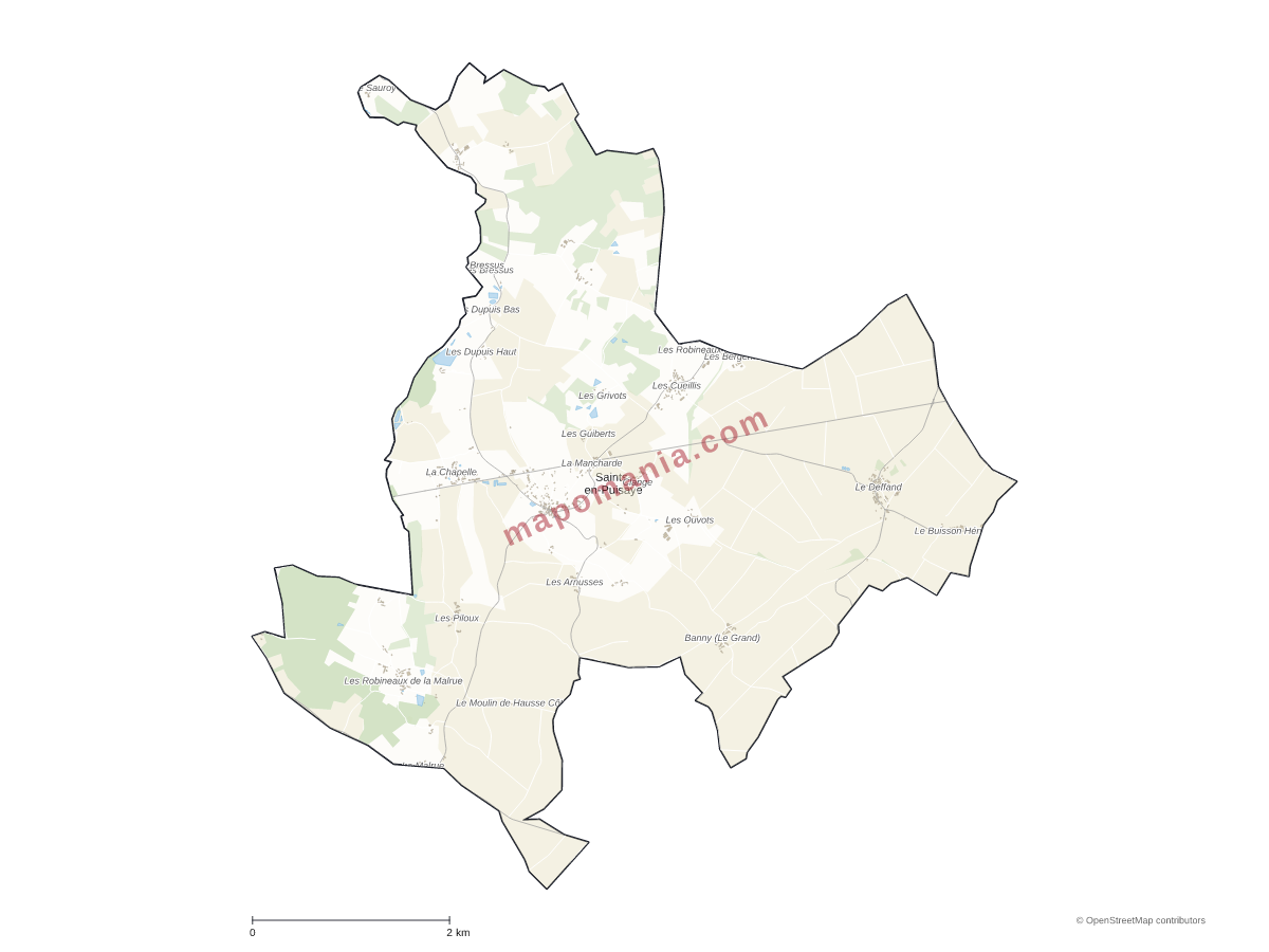 Carte de Saints-en-Puisaye à personnaliser