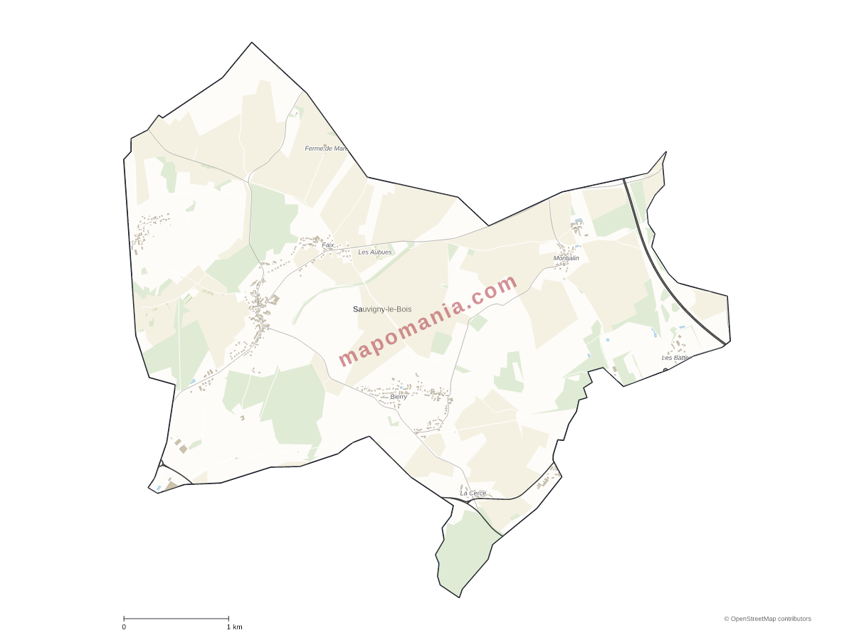 Carte de Sauvigny-le-Bois à personnaliser
