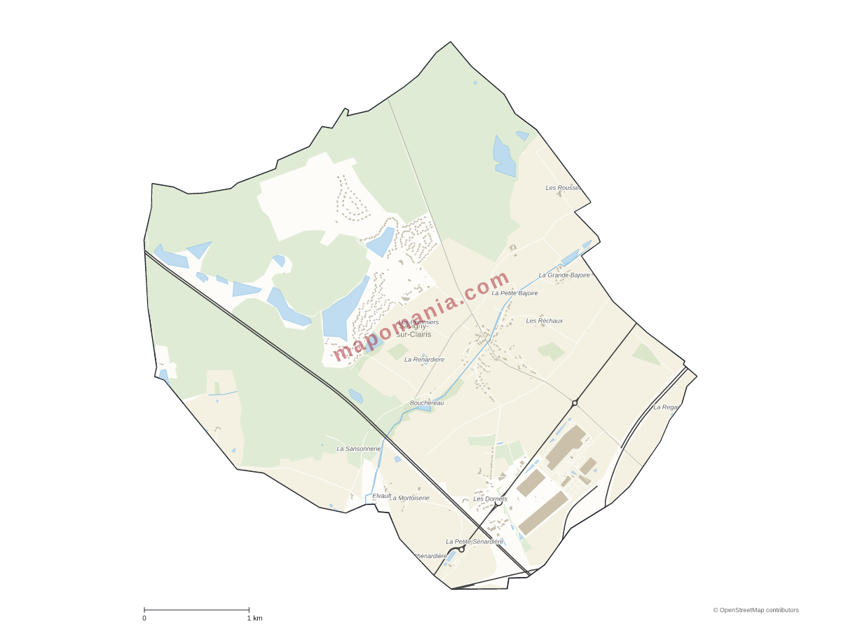 Carte de Savigny-sur-Clairis à personnaliser