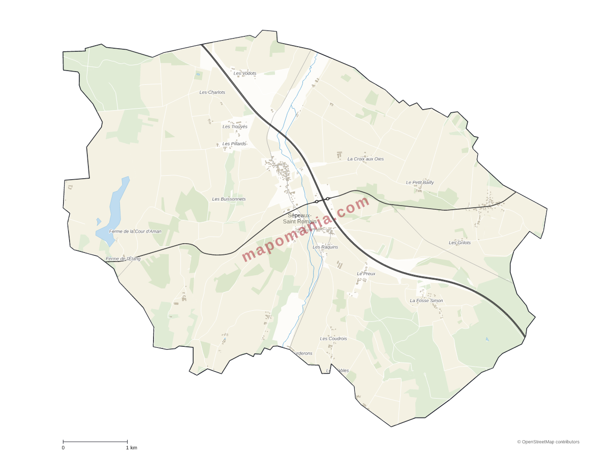 Carte de Sépeaux-Saint Romain à personnaliser