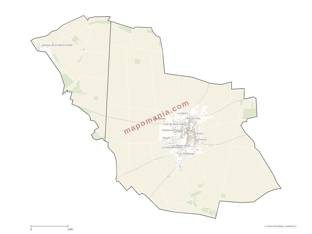Carte de Sergines à personnaliser