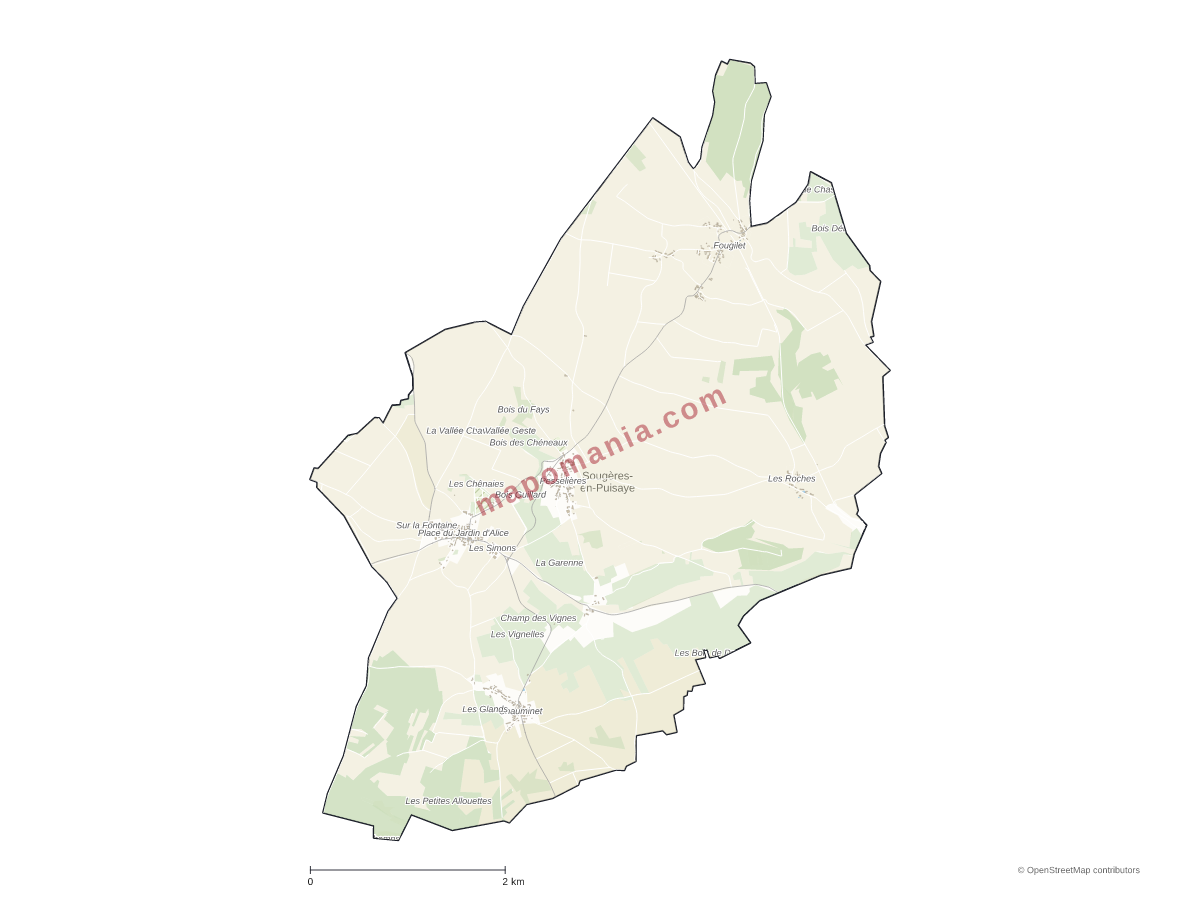 Carte de Sougères-en-Puisaye à personnaliser