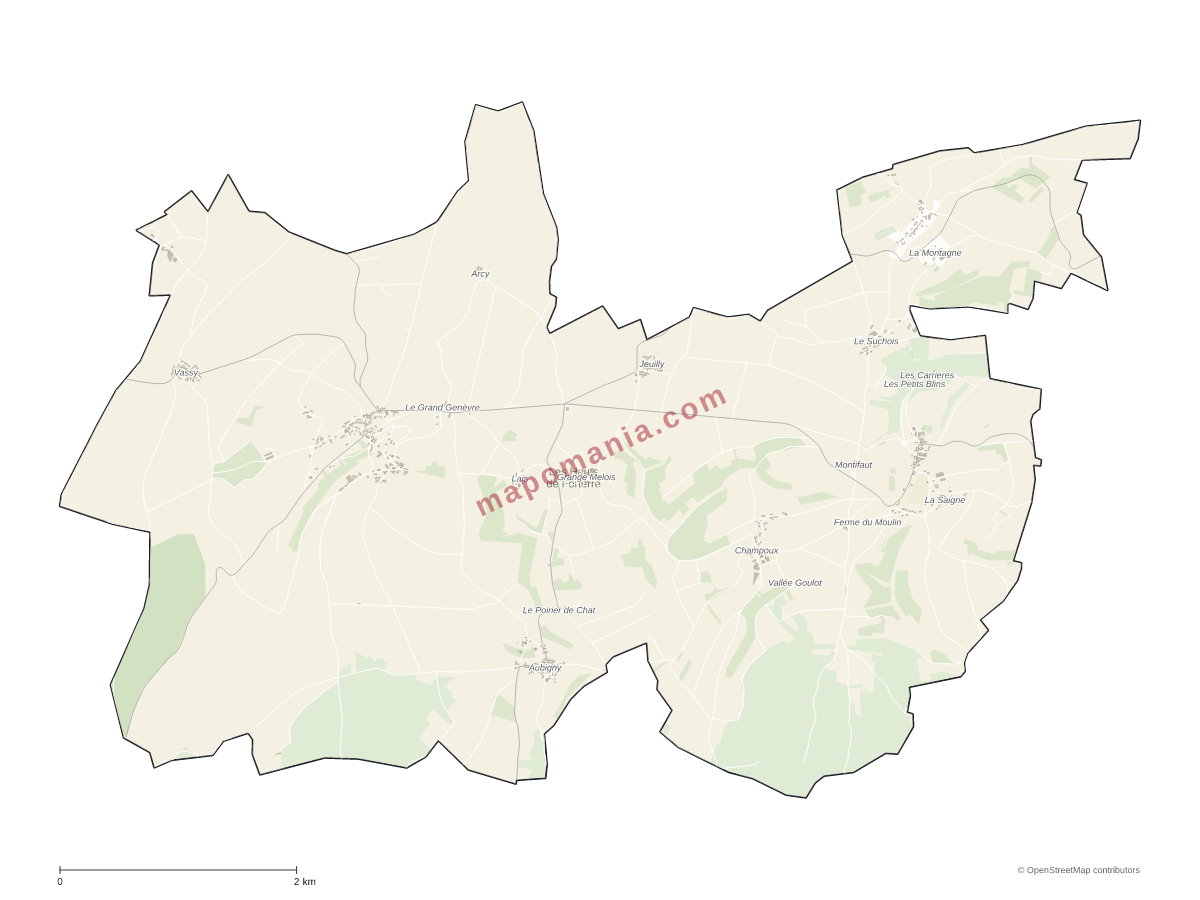 Carte de Les Hauts de Forterre à personnaliser